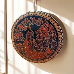 Peacock Wall Art with Floral Design